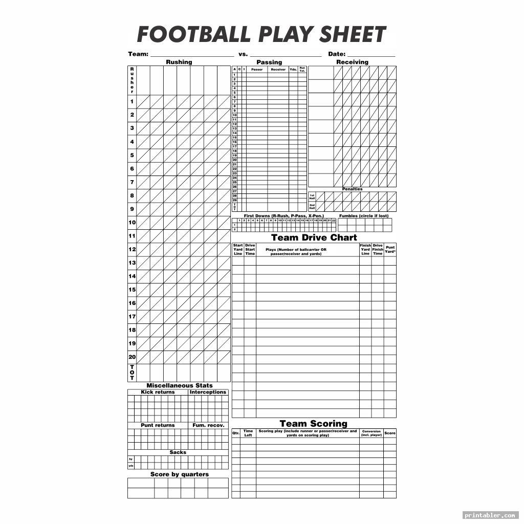 Blank Football Play Sheet Printable Gridgit