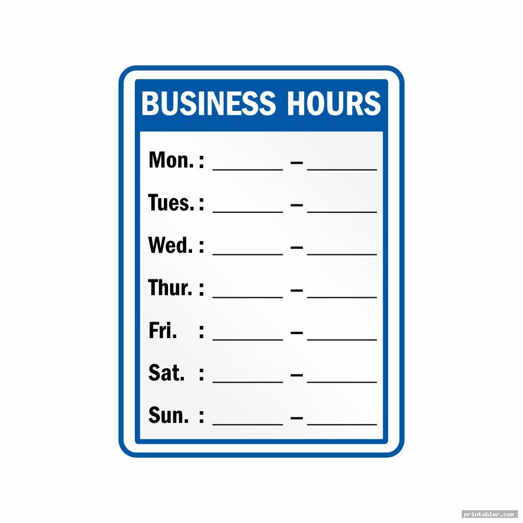 Printable Business Hours Sign Template Printable Templates Free