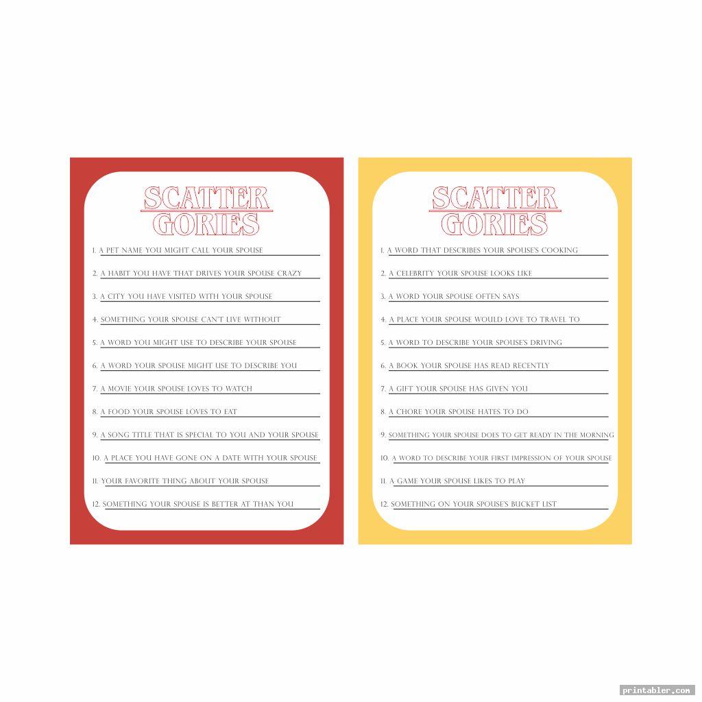 New Scattergories Sheets Printable
