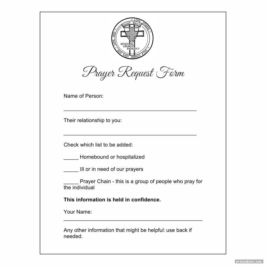 Prayer Request Form Printable Gridgit