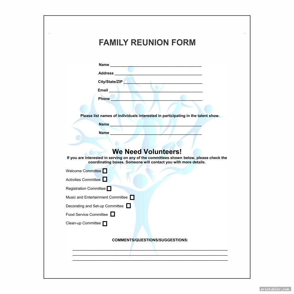 cool family reunion forms printable