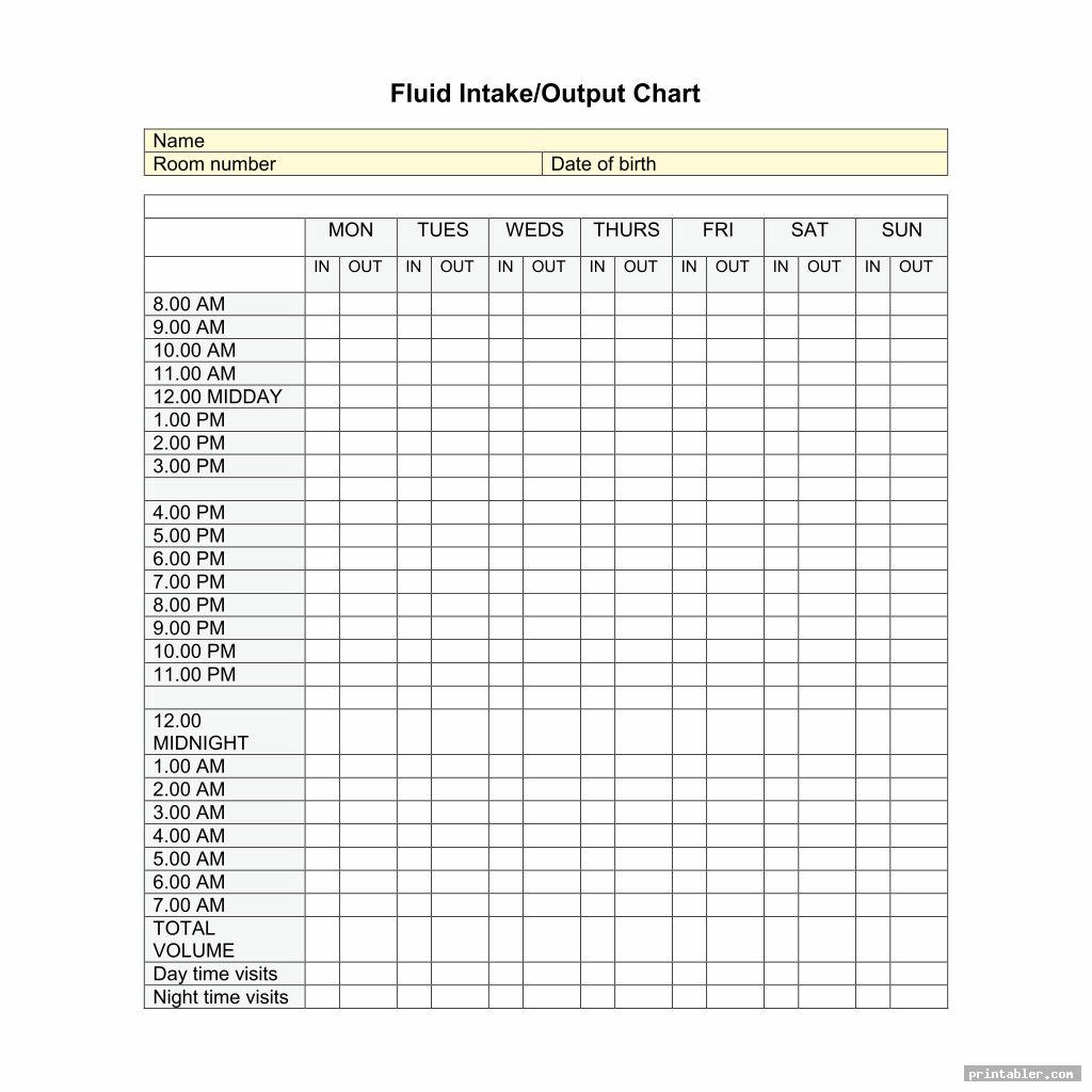 Printable Fluid Intake Chart Template Printable Templates