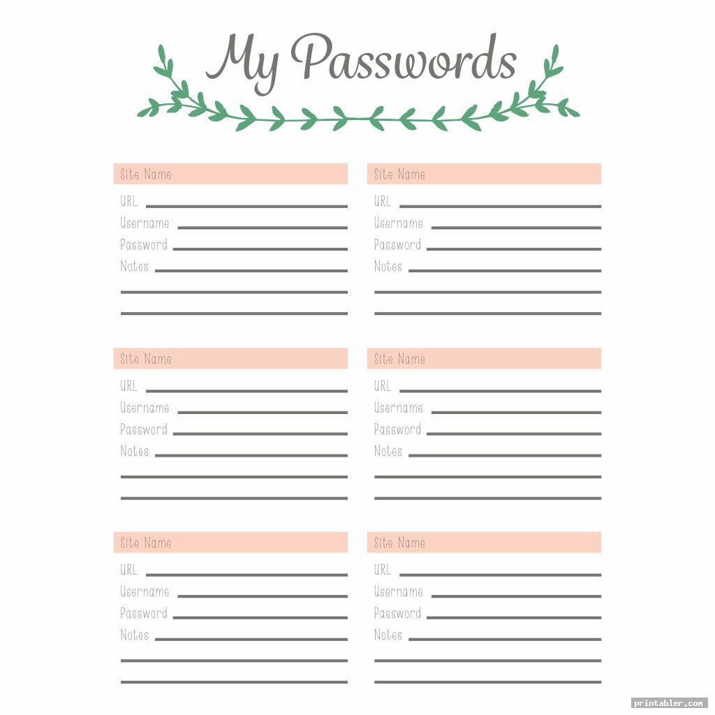 Password Keeper Printable Gridgit