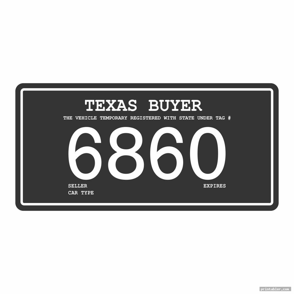 Printable Texas Temporary License Plate Template Printable Templates