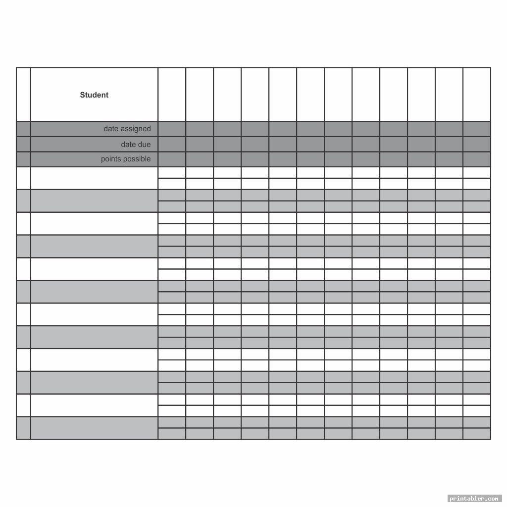 Printable Grade Sheet for Students