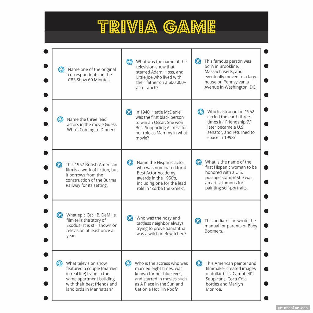 This 27  Facts About Trivia For Seniors Free Printable? Free printable