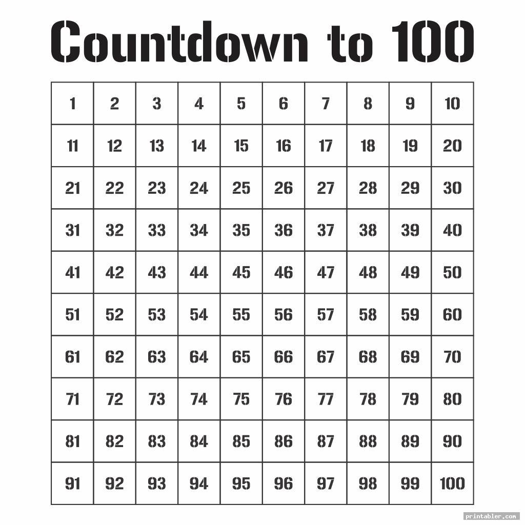 Free Printable 100 Day Countdown Calendar Printable