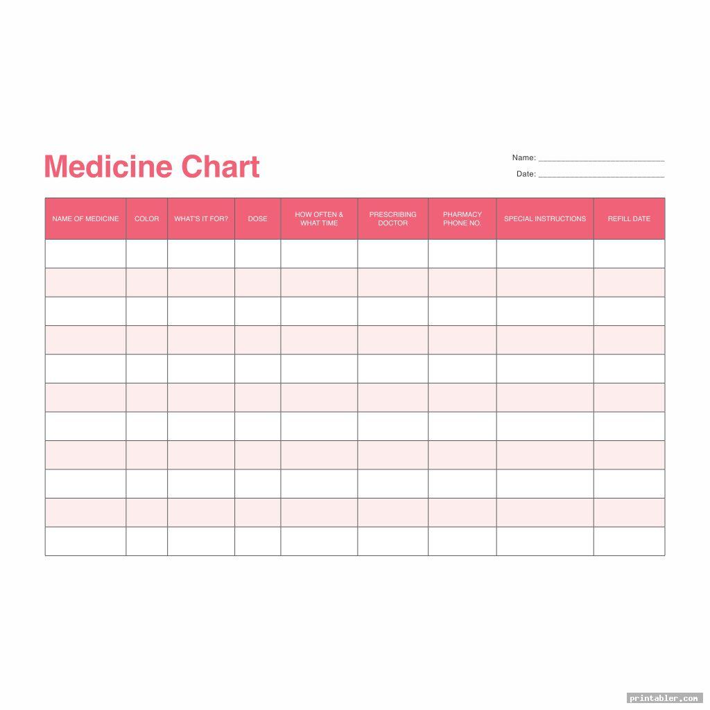 Medication Taken Chart Medication Chart Printable Medication Chart