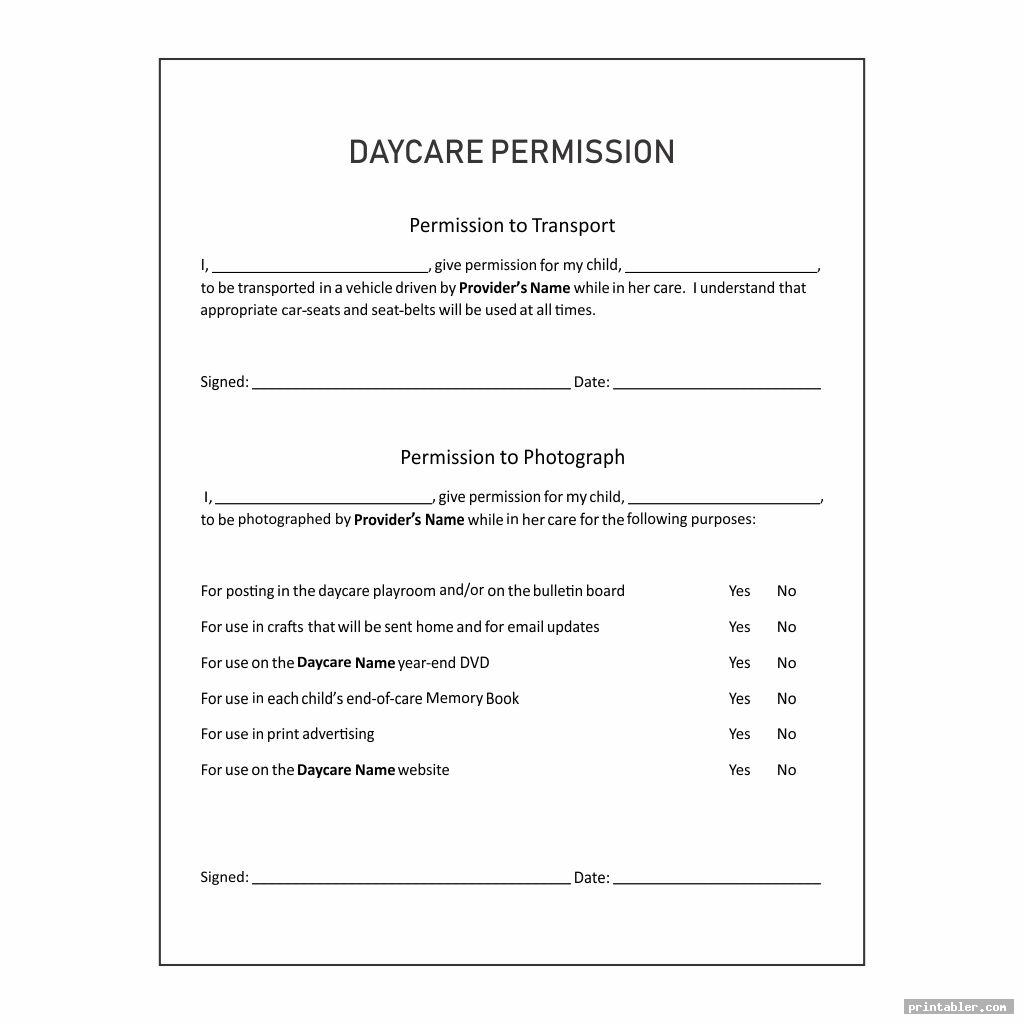 Home Day Care Forms Printable Gridgit