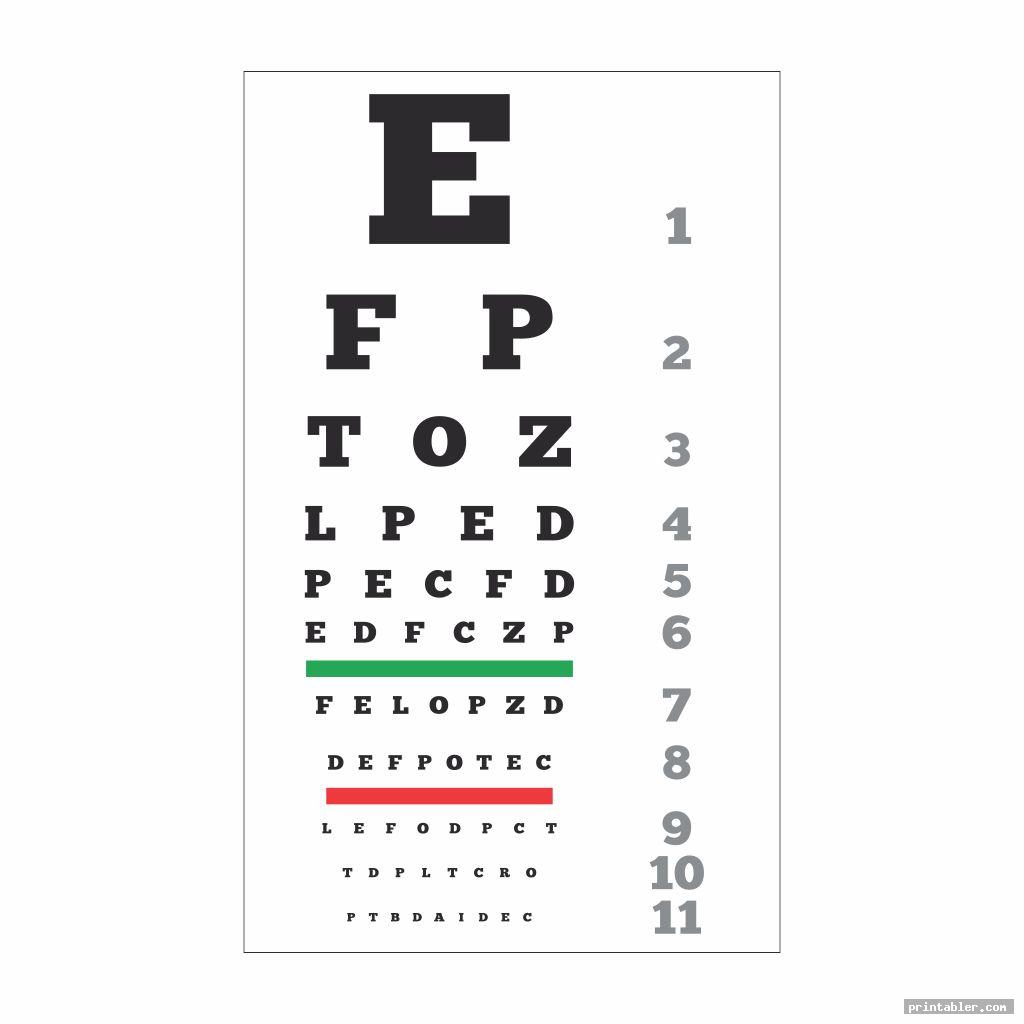 Hand Held Snellen Eye Chart Printable