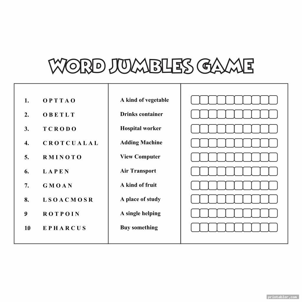 Large Print Word Jumbles Printable Gridgit