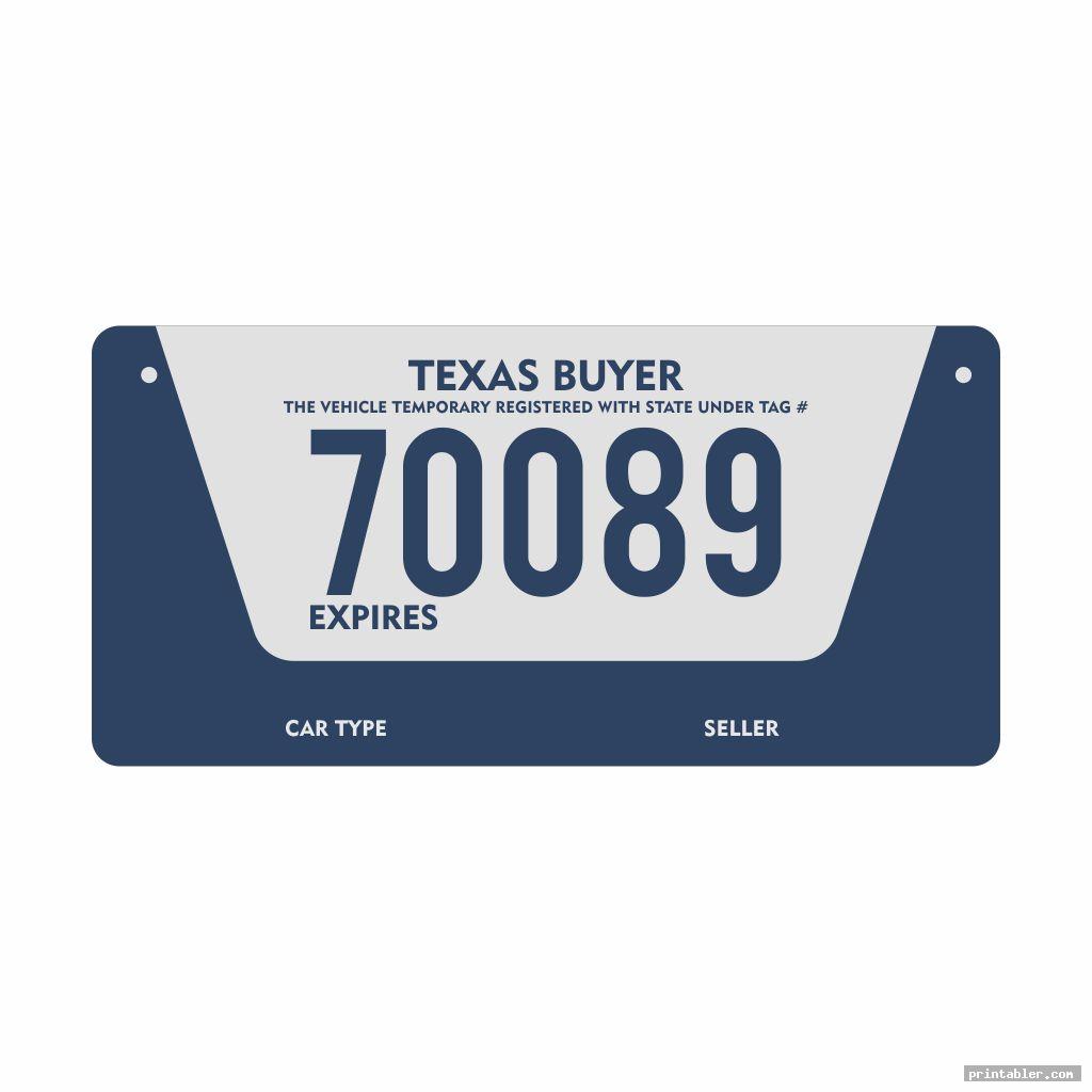 Temporary Texas License Plate Printable