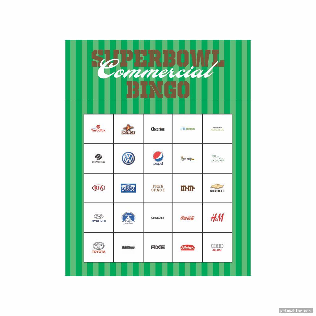 Printable 2015 Super Bowl Commercial Bingo