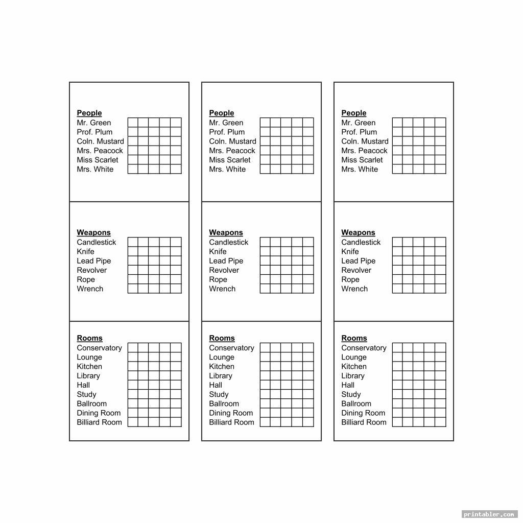 Printable Clue Sheets
