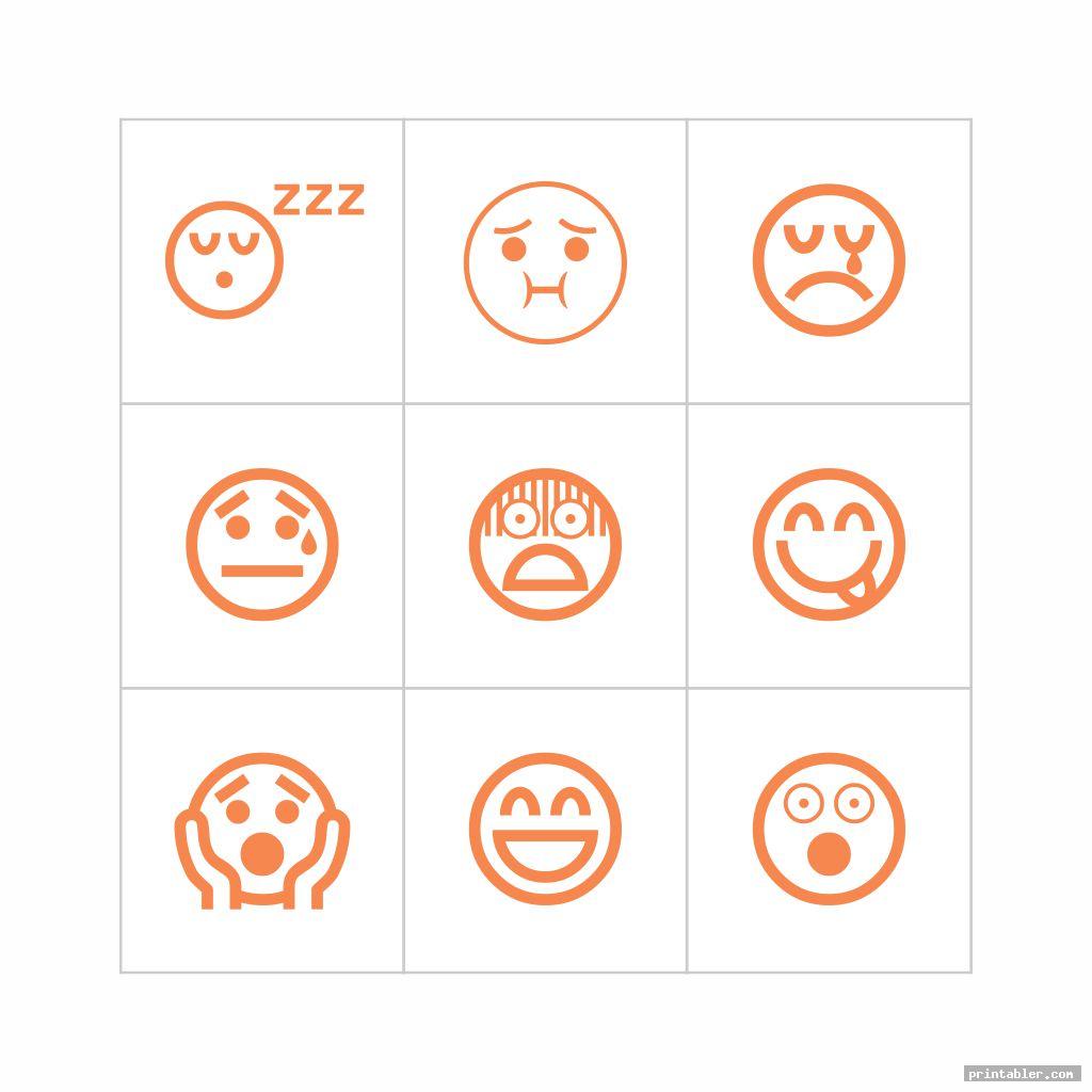 Feelings Bingo and Face Emoticons Printable - Gridgit.com