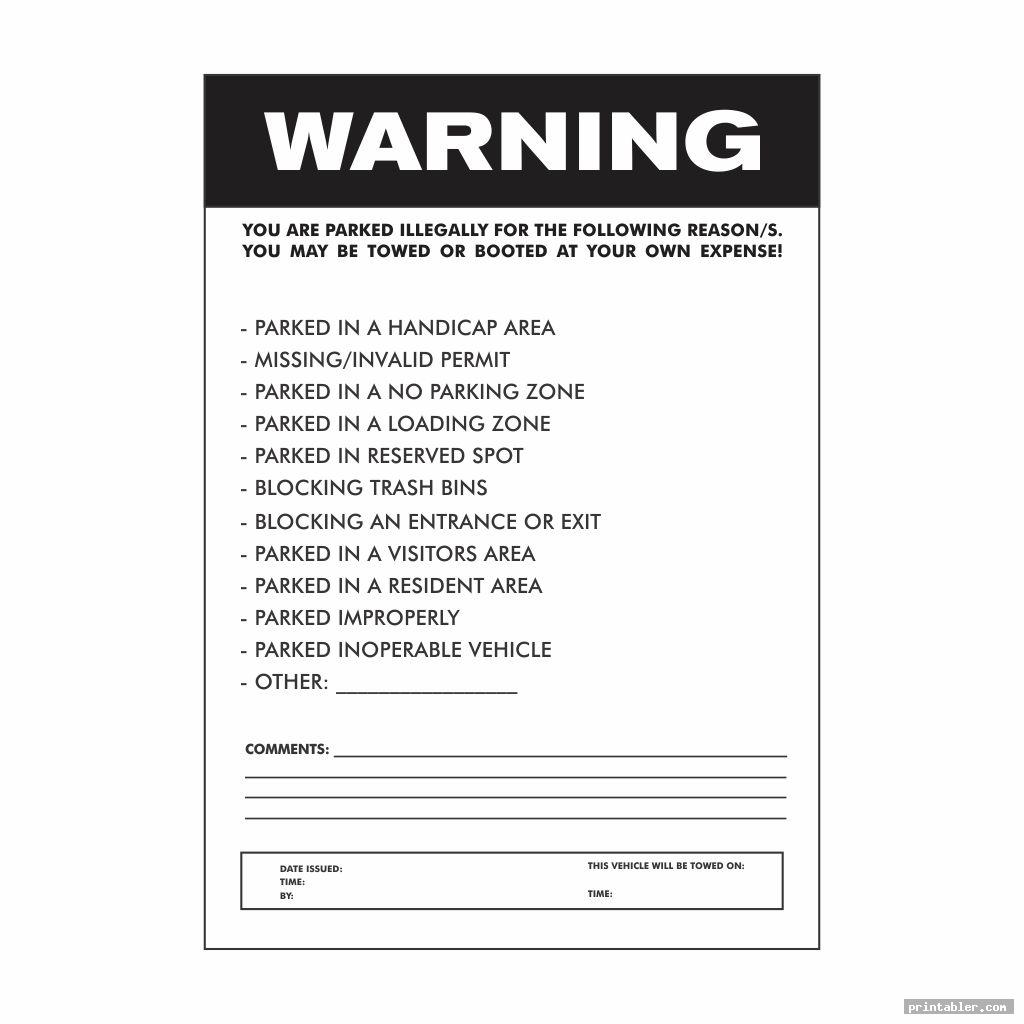 Parking Violation Ticket Template Printable Gridgit