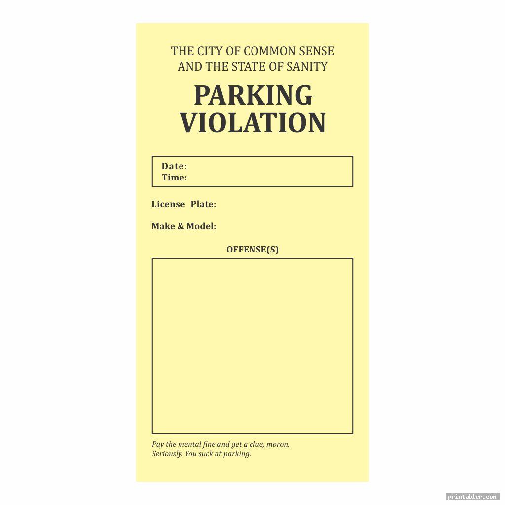 Printable Parking Ticket