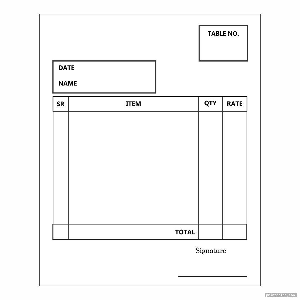 printable server order pad template