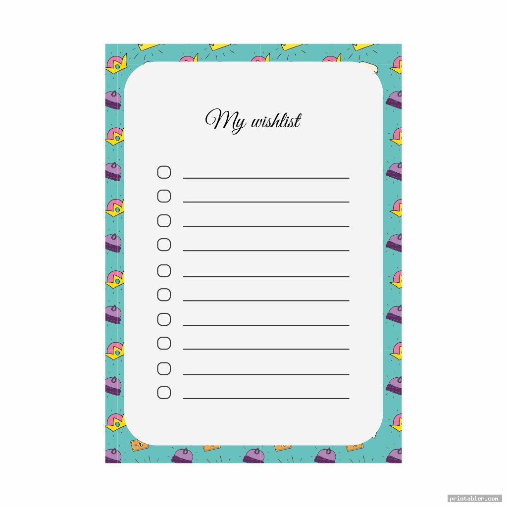 Birthday Wish List Template Printable Gridgit