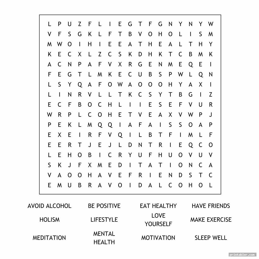 health and wellness word search printable image free