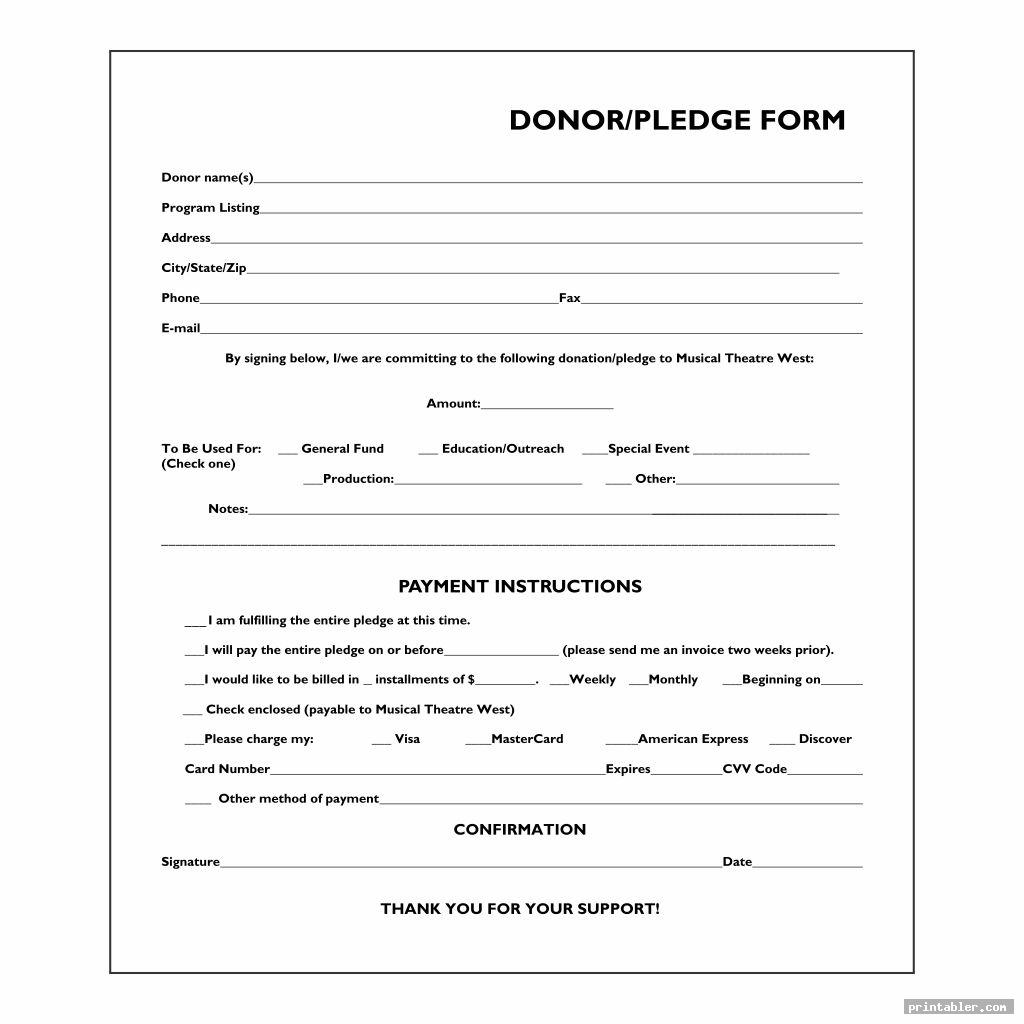 Pledge Card Template Printable